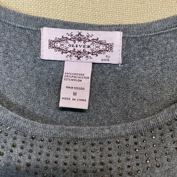 Oliver Studded Embellished Long Sleeve Sweater Sz M - Picture 3 of 7